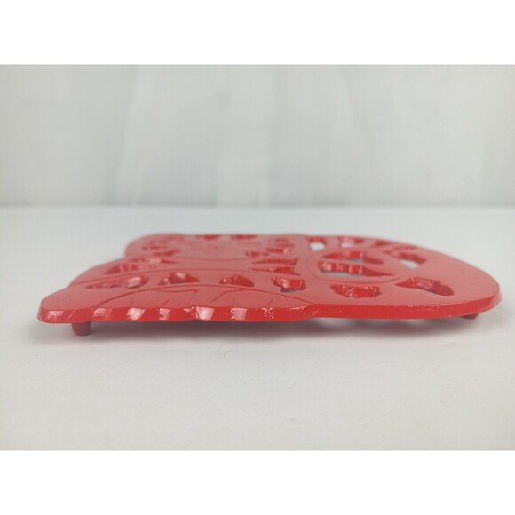 Cast Iron Red Kitty Cat Trivet Wall Hanging Wall Decor Red Enamel Wall Art - Picture 7 of 10